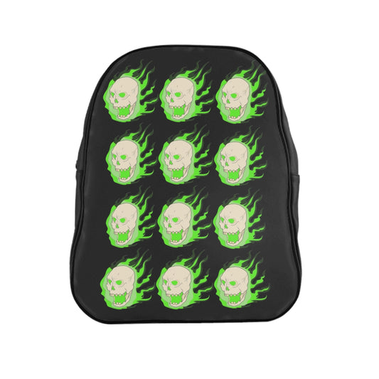Green skull School Backpack - WolfDuckStudiosMerch