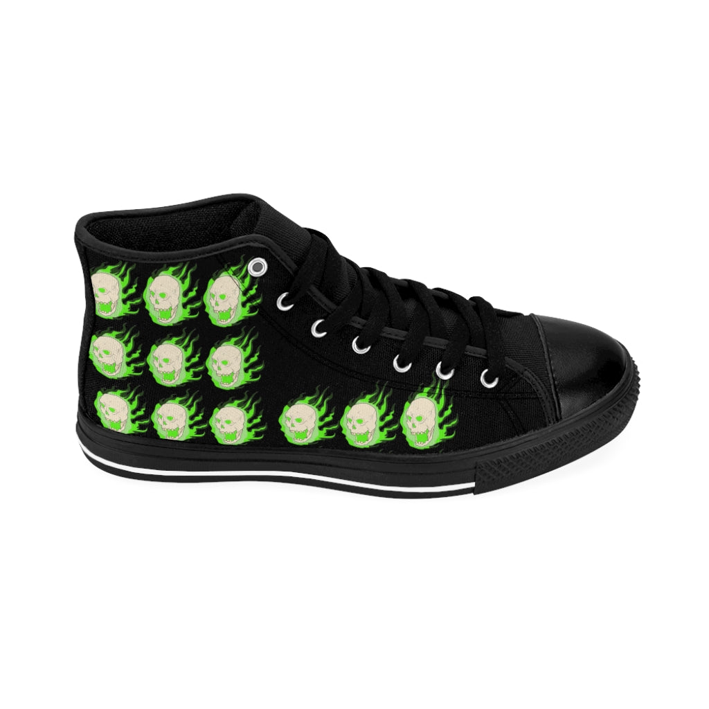 Green Skull Women's High-top Sneakers - WolfDuckStudiosMerch