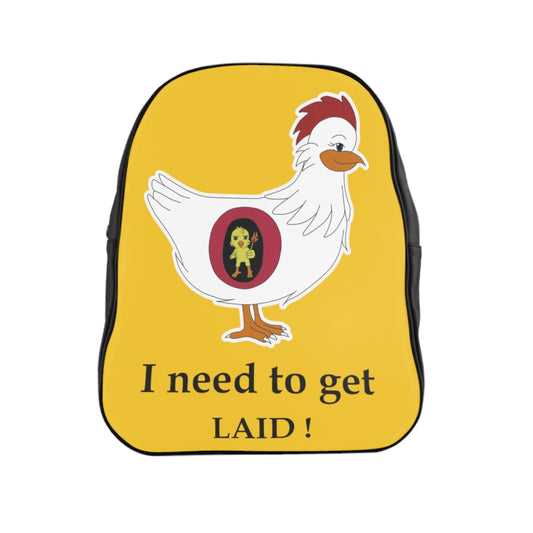 I need to get laid School Backpack - WolfDuckStudiosMerch
