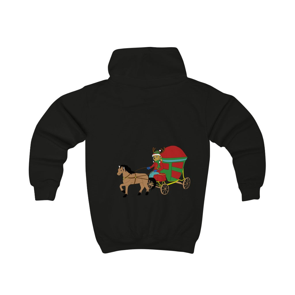 Reindeer Sleigh Ride Kids Hoodie - WolfDuckStudiosMerch
