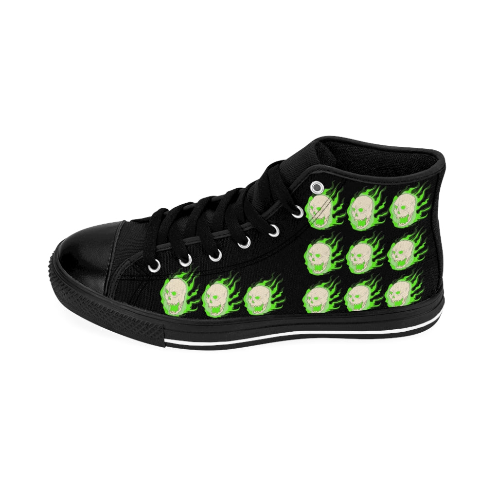 Green Skull Women's High-top Sneakers - WolfDuckStudiosMerch