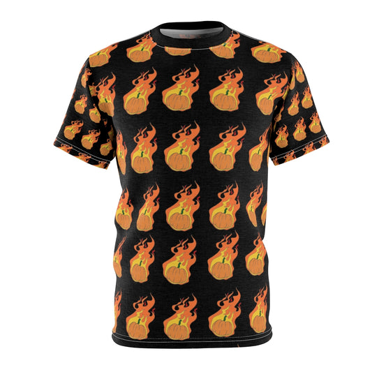 Flaming Pumpkin Tshirt - WolfDuckStudiosMerch