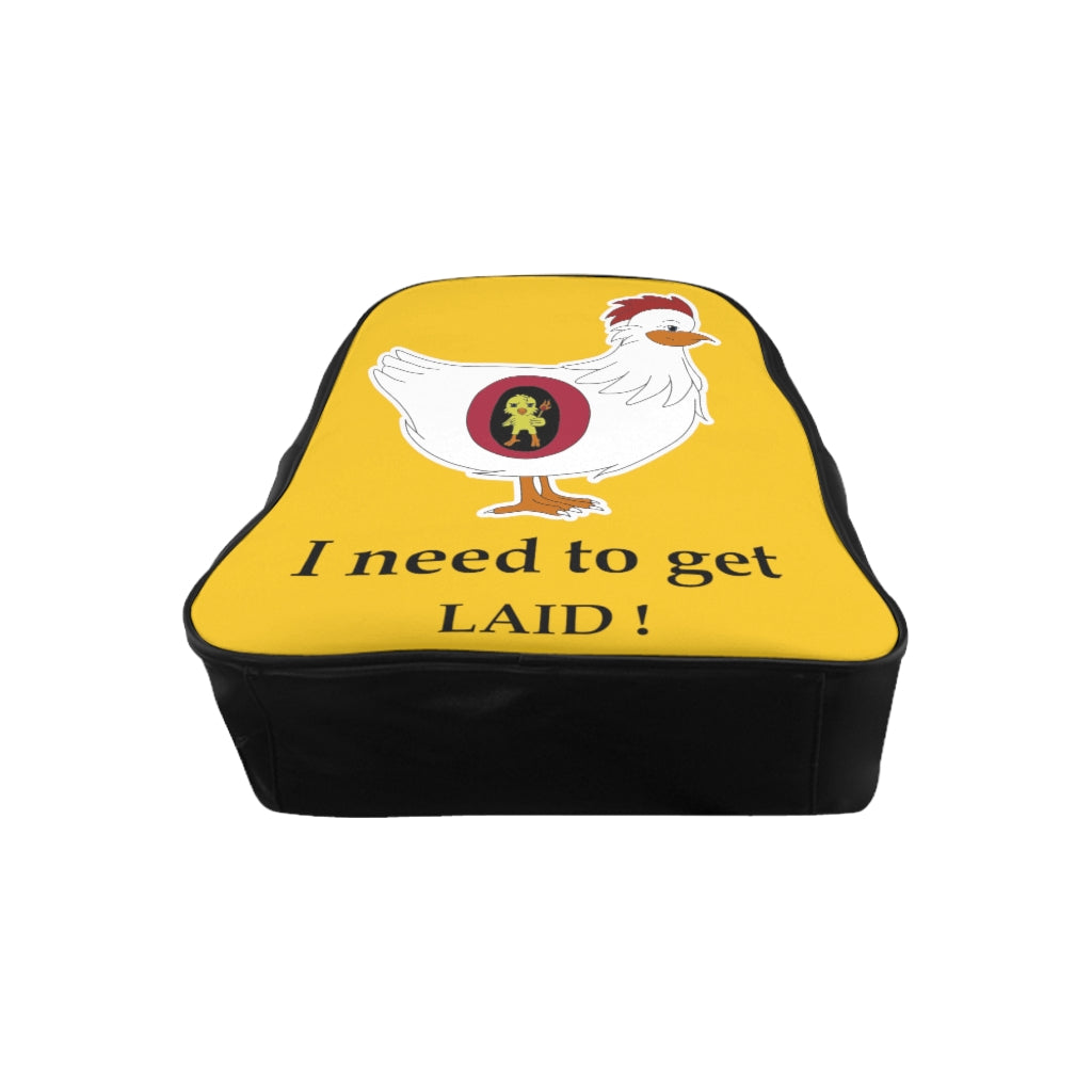 I need to get laid School Backpack - WolfDuckStudiosMerch