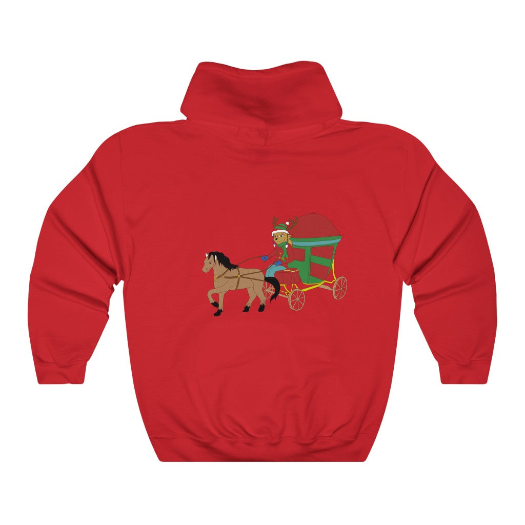 Reindeer Sleigh Ride Hooded Sweatshirt - WolfDuckStudiosMerch