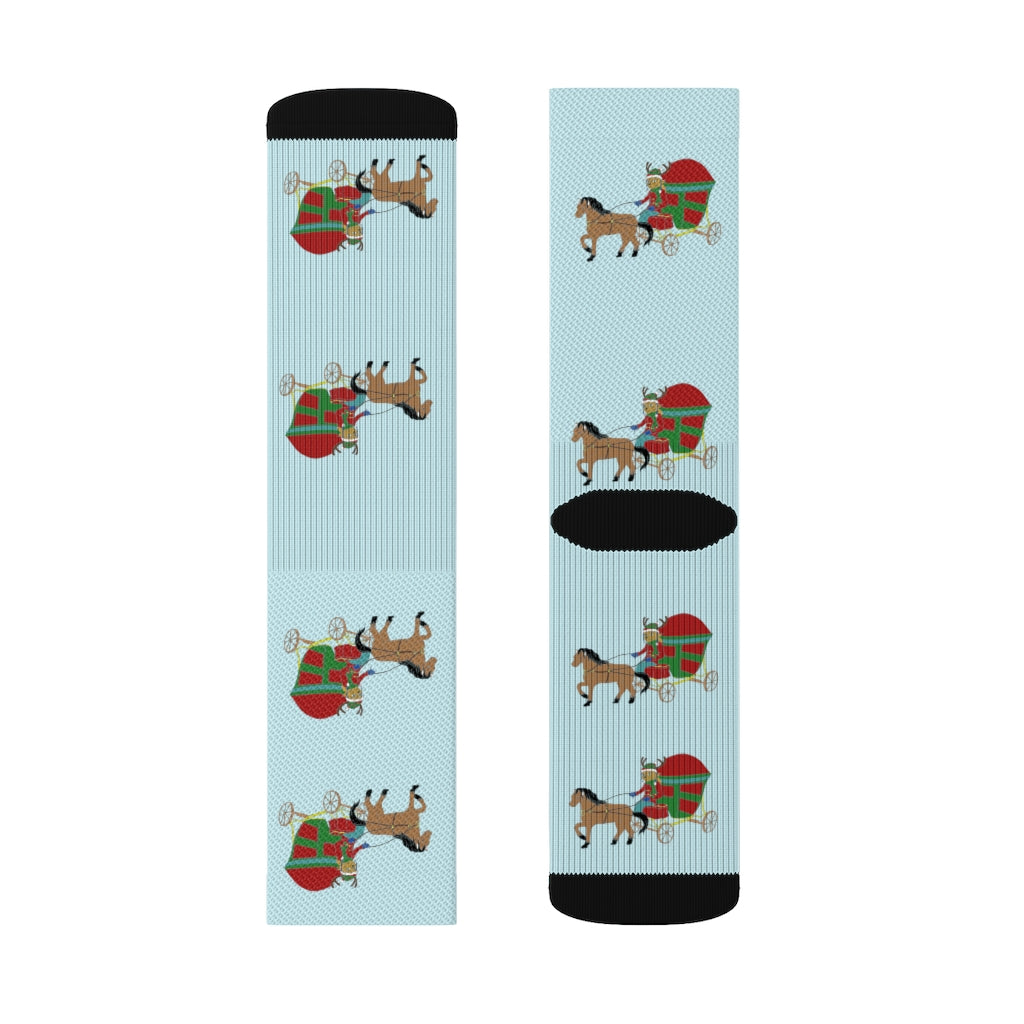 Reindeer Sleigh Ride Socks - WolfDuckStudiosMerch