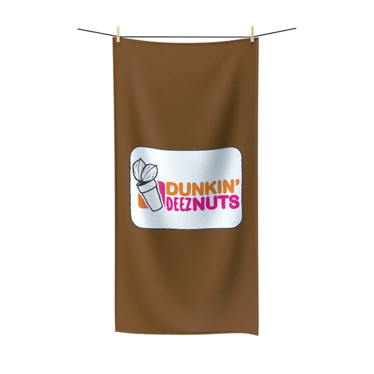 Brown Dunkin Deez Nuts  Polycotton Towel - WolfDuckStudiosMerch