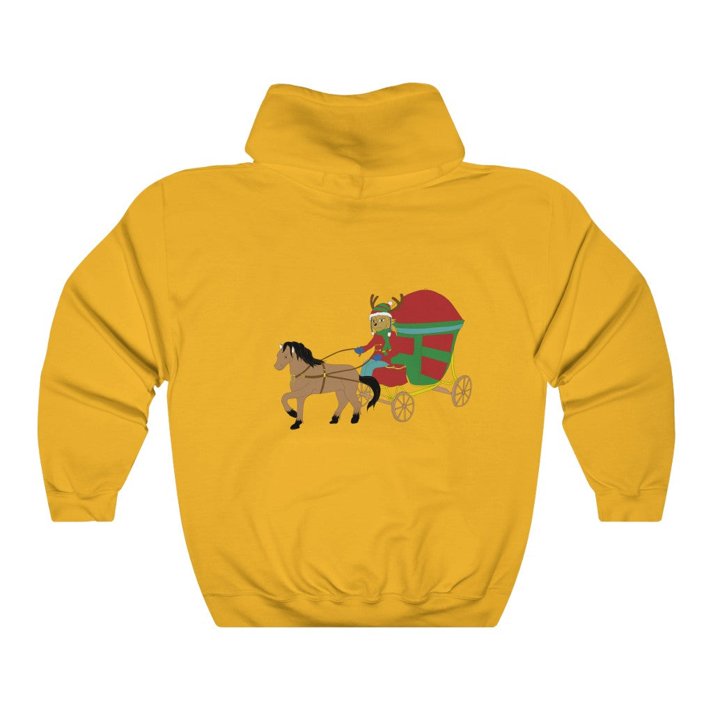 Reindeer Sleigh Ride Hooded Sweatshirt - WolfDuckStudiosMerch