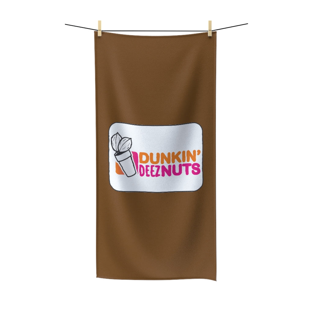 Brown Dunkin Deez Nuts  Polycotton Towel - WolfDuckStudiosMerch