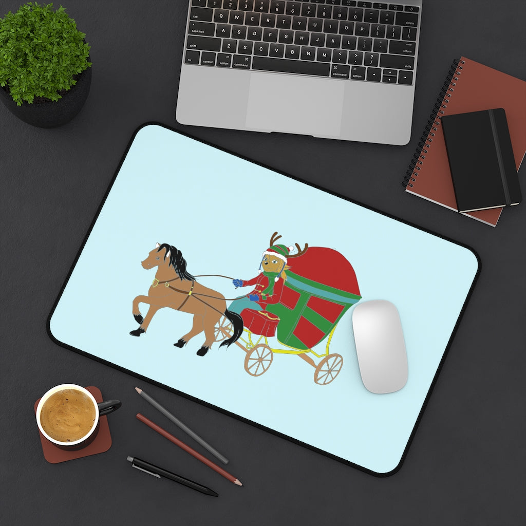 Reindeer Sleigh Ride Desk Mat - WolfDuckStudiosMerch