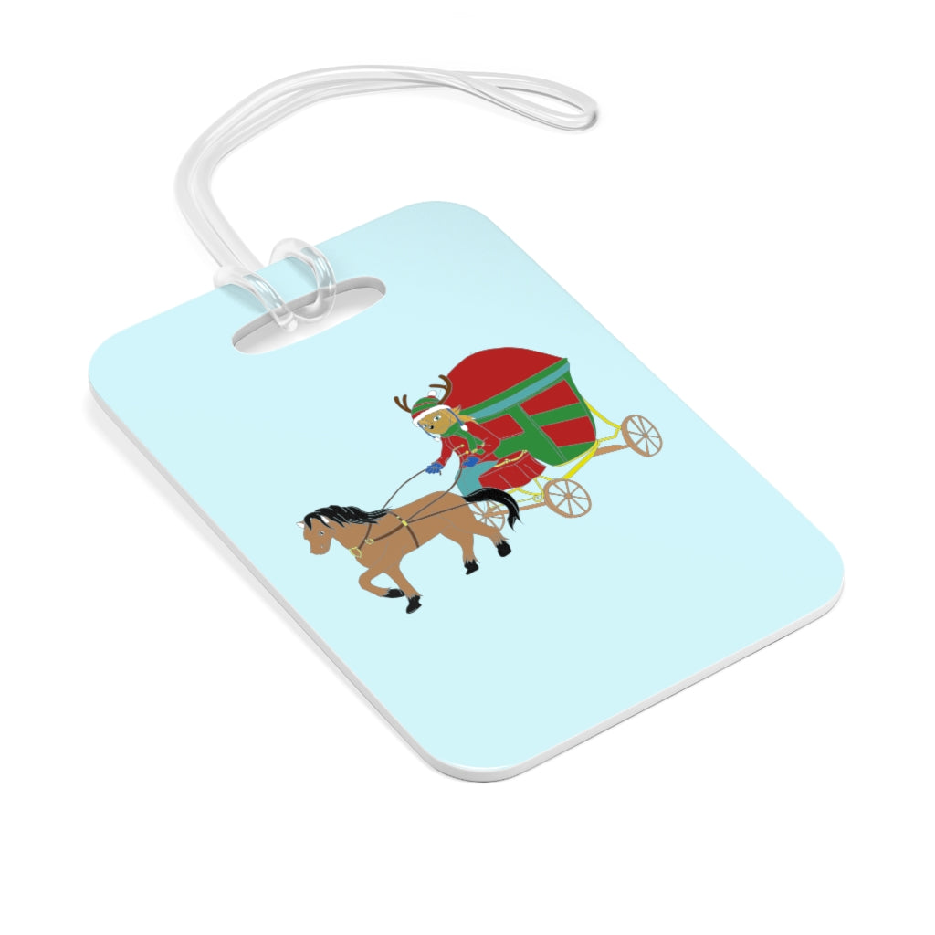 Reindeer Sleigh Ride Bag Tag - WolfDuckStudiosMerch