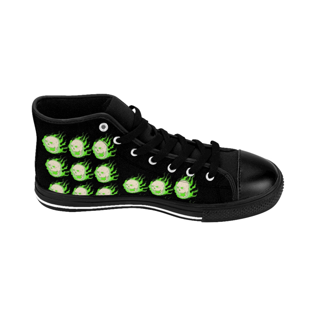 Green Skull Men's High-top Sneakers - WolfDuckStudiosMerch
