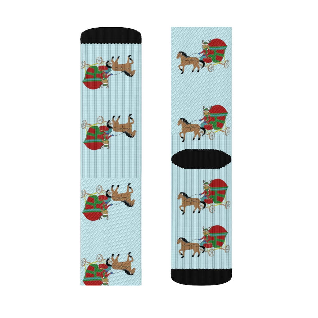 Reindeer Sleigh Ride Socks - WolfDuckStudiosMerch