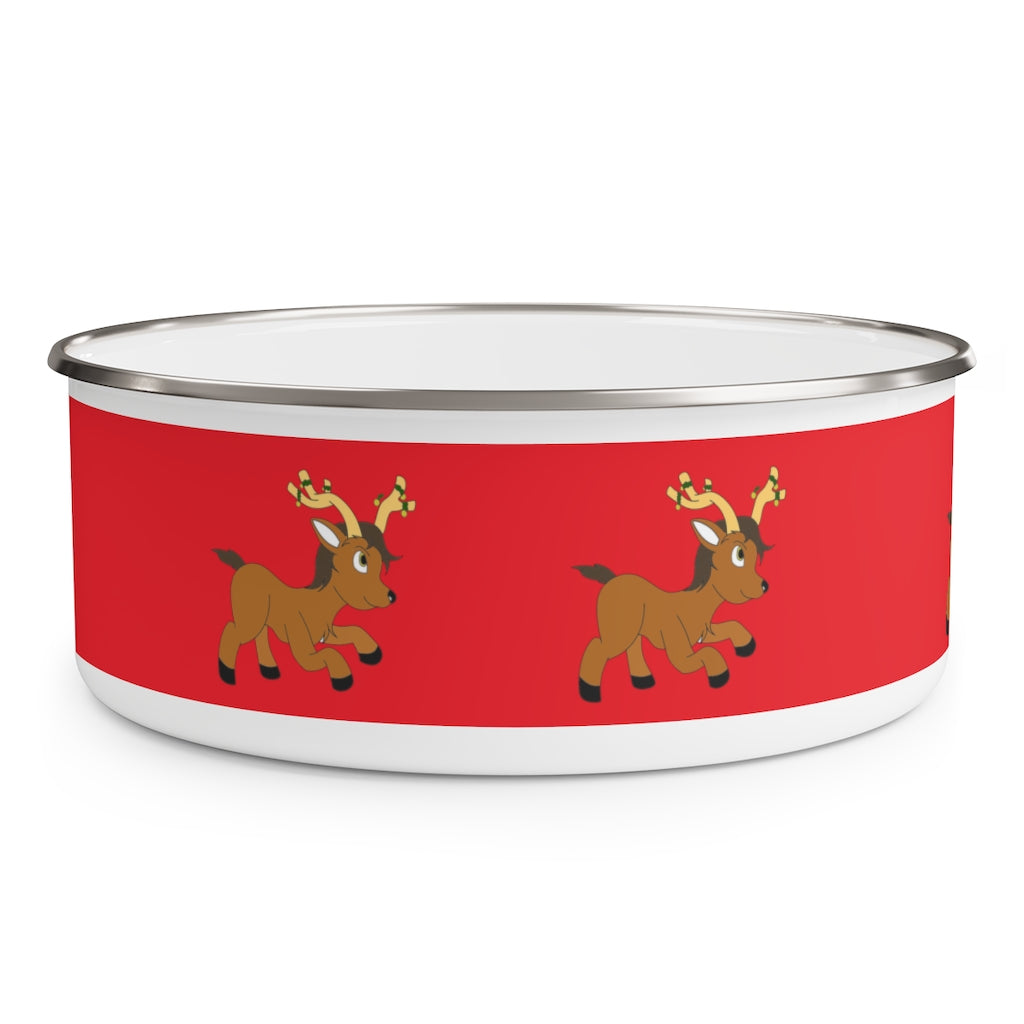 Young Reindeer Enamel Bowl - WolfDuckStudiosMerch